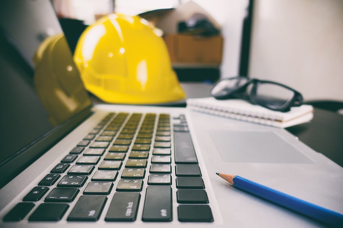 Construction Engineer Computer Laptop on office desk